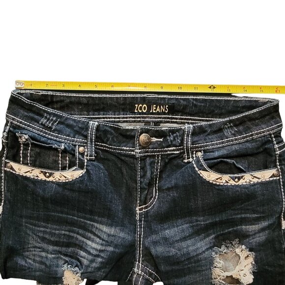 ZCO Jeans Size 11 Skinny Embellished Button Flap Pockets Low Rise - Picture 4 of 10